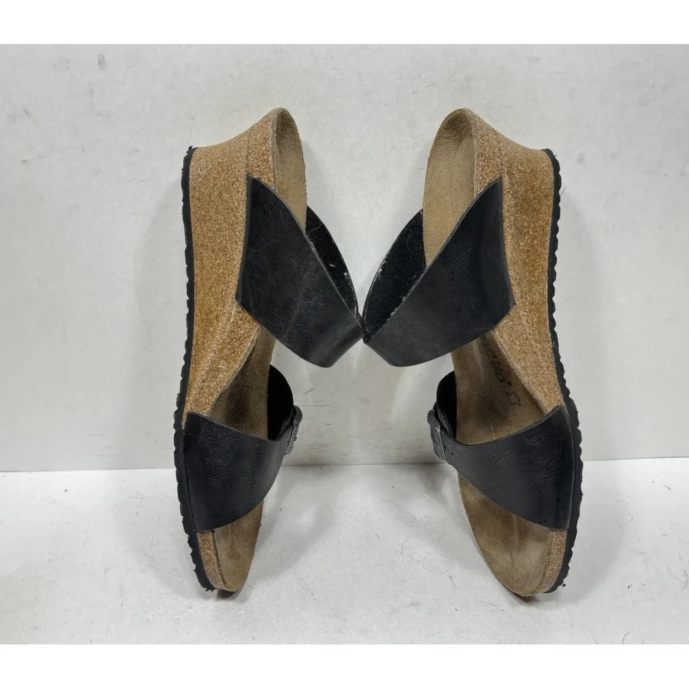Birkenstock Papillio Dorothy Black Double Strap Wedge Sandals Womens Size 9 N